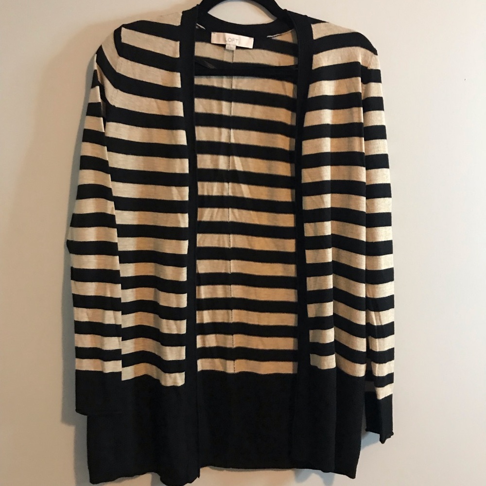 Ann Taylor Black and Tan open front cardigan